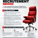 AVIS DE RECRUTEMENT d&rsquo;Un(e) Assistant(e) de Direction chargé(e) de la Communication, du Marketing et de l’E-commerce