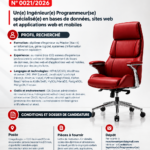 Avis de recrutement d&rsquo;Un(e) Ingénieur(e) Programmeur(se) spécialisé(e) en bases de données, sites web et applications web et mobiles